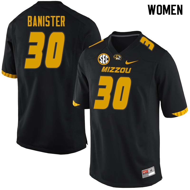 Women #30 Barrett Banister Missouri Tigers College Football Jerseys Sale-Black
